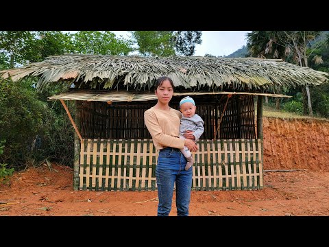 The orphan girl and her adopted son completed their dream house,with palm leaf roof and bamboo walls