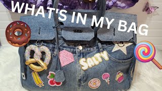 BAGTOBER:WHAT'S IN MY BAG AMAZON DENIM HANDBAG #wimb