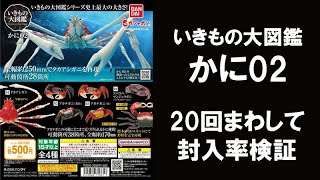 【20回まわして封入率検証】 かに02 いきもの大図鑑シリーズ タカアシガニはどれ位入っている！？ カニ 蟹