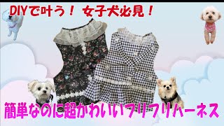 【簡単DIY】女子犬のためのかわいいフリフリハーネス