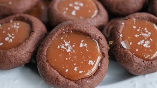 Chocolate Salted Caramel Thumbprint Cookies Recipe