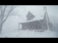 heavy blizzard at an old log cabin┇howling wind u0026 blowing snow┇wind sounds for sleeping