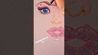 🎨🩷women face drawing coloring #art #drawing #face #glossylips #eyedrawing #glitter