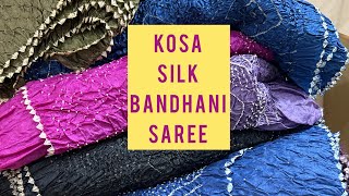 Kangri border pure tussar silk bandhani saree with running blouse ,silk marked ,price 8800, cod avl.