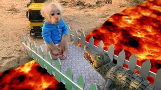 Baby monkey Bu Bu goes camping and is challenged by bad Crocodile