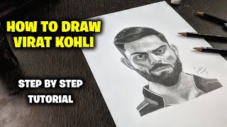 How to Draw Virat Kohli Step by Step Sketch tutorial - Part 2/ Shading, Blending ( IPL 2021 RCB )