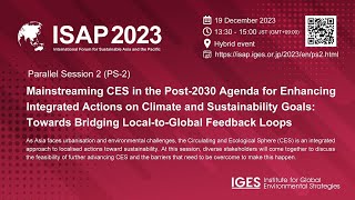 PS2: Mainstreaming CES in the Post-2030 Agenda for Enhancing Integrated Actions on Climate and ...