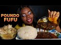 asmr mukbang spicy ogbono soup with poundo fufu & extra spicy chicken pepper soup