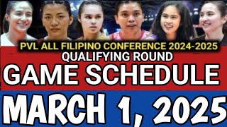 PVL GAME SCHEDULE MARCH 1, 2025 | PVL ALL FILIPINO CONFERENCE 2025 #pvlgamesschedule #gameschedule