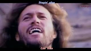 Bee Gees - Stayin' Alive [Lyrics Video oficial Subtitulos en Español]