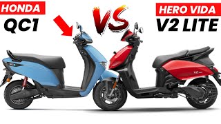 Honda QC1 VS Hero Vida V2 Lite Electric Scooter 💥| Which is Best? | Range 165 km/ch | Vida V2 Lite