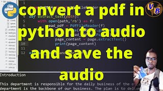 Python Beginner Project (Convert PDF to mp3 audio in Python)