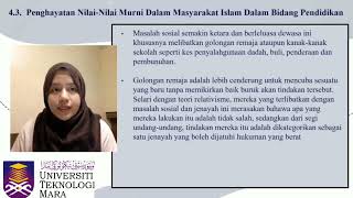 CTU552 NILAI MURNI DALAM FALSAFAH HIDUP MASYARAKAT ISLAM DI MALAYSIA