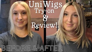 Uniwigs Hair Topper Try-on \u0026 review, 12in. Vanilla Butter blonde middle part.