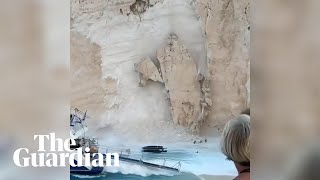 Landslide crashes on to tourist beach in Zante