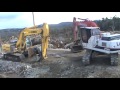 link belt 290 x2 roadbuilder excavator cleaning up a quarry