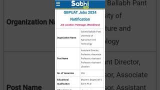 GBPUAT Jobs Notification 2024: Apply Offline for 259 Assistant Director, Professor, Professors