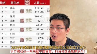 2024年度胡润百富榜揭露中国有钱人润出去了多少；字节跳动张一鸣荣登中国首富，抖音帝国还能撑多久？