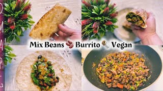 Budget Friendly High protein, ￼Mix, bean burritos 🌯vegan recipe by digital mom and princes goodies ￼