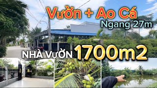 D0320 | Bán Nhà Vườn Nghỉ Dưỡng 1700m2 có 300m2 thổ cư sẵn nhà cấp 4 + Sân Vườn + Ao Cá QL50 900m