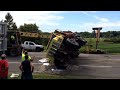 cayuga county crews flip overturned dump truck