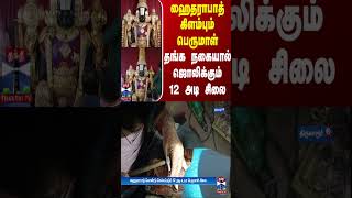 ஹைதராபாத் கிளம்பும் பெருமாள் - தங்க நகையால் ஜொலிக்கும் 12 அடி சிலை | Thiruvarur