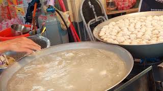 Taiwan food - Fish balls are made from fish paste  which are then boiled. The making #streetmarket