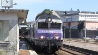 France: SNCF diesel Class CC 72100 departs Chaumont Haute-Marne to Paris Gare de l'Est, SNCF jingle!