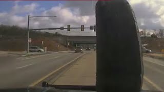 Rogue tire smashes police windshield in Pennsylvania