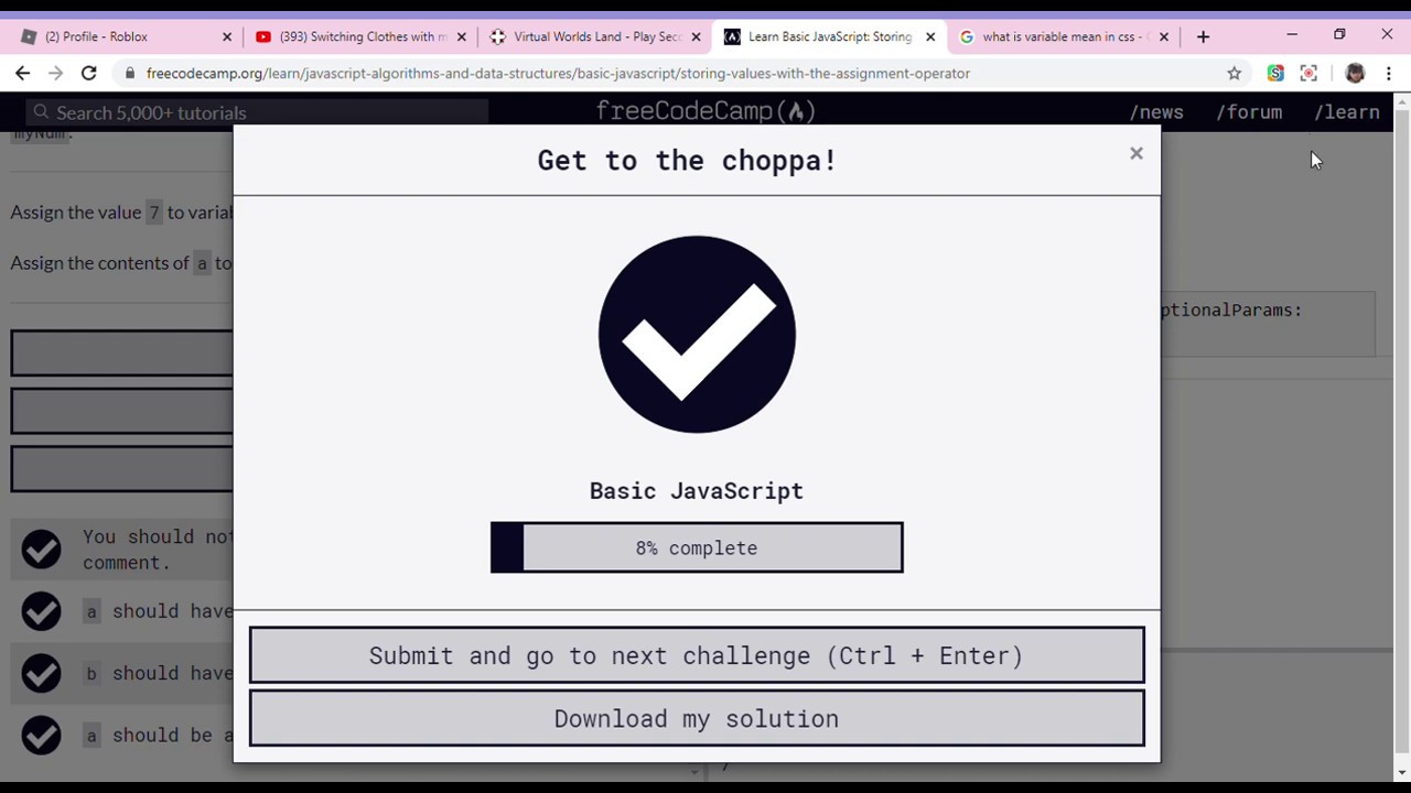 Learn Basic JavaScript Storing Values With The Assignment Operator ...