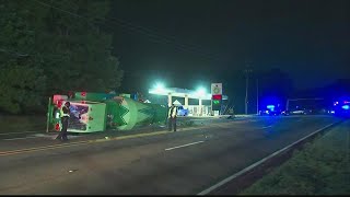 Overturned cement truck shuts down Covington Highway