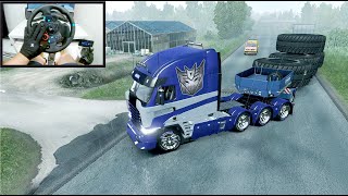 HUGE TIRES TRANSPORT -  Euro Truck Simulator 2 - Steering Wheel and Shifter Gameplay