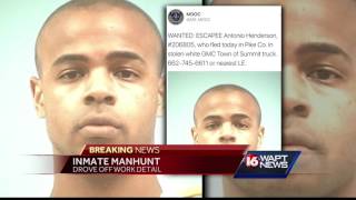 Manhunt underway for inmate who escaped work detail