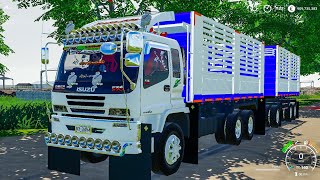 ISUZU DECA 270 คอกเกษตรขนหญ้าไปให้วัว 3ช่าลั่นๆ!! Farming simulator 19