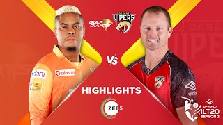 ILT20 S2 | English - HIGHLIGHTS | Gulf Giants V/S Desert Vipers - T20 Cricket | 24th Jan