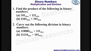 Binary Numbers: Multiplication and Division