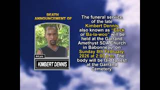 Kimbert Dennis ~ Short Obituary