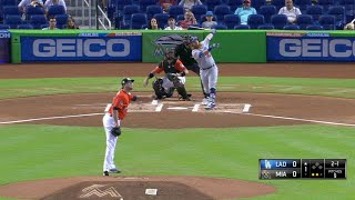 LAD@MIA: Turner drives a solo homer to left field