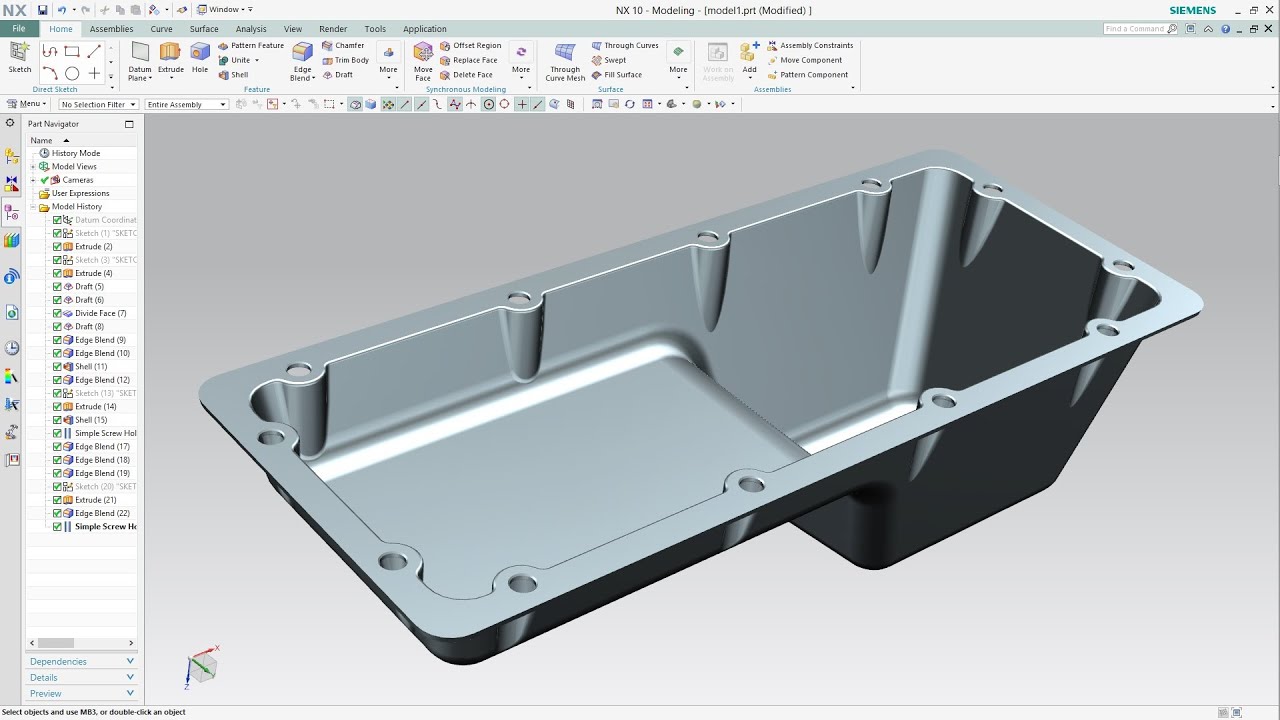 SIEMENS NX 10 - PART DESIGN - DRAFT - YouTube