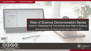 Video 5: Obtaining Full-Text Articles from Web of Science