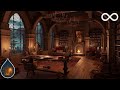Library Sounds | Royal Library Study Ambience with Rain and Fireplace