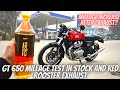 Continental GT 650 Mileage test in Red Rooster exhaust and in Stock | Loudest crackles