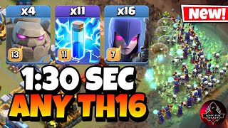 Epic Strategy! TH16 Zap Quake Witch is the Easiest TH16 Attack Strategy in Clash of Clans🔥