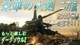 【栄華の大剣】二刀流でカンスト世界の王になるぅ！！｜右手に月光剣/茨の剣/黒騎士の大剣も！【もっと楽しむぅダークソウル2】