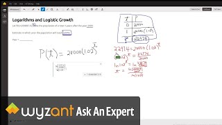 Determine when an exponential growth function reaches a given value.