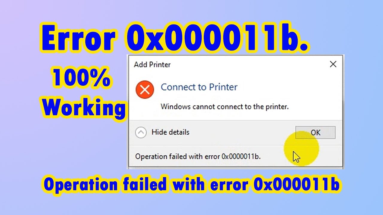 How To Fix | Operation Failed With Error 0x000011b. - YouTube