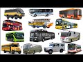 Learn Names of Means of Transport | Electric Bus, Convertible, Travel, Police, Airport, Military Bus