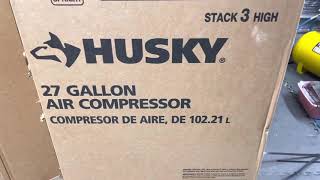 Husky 200 PSI 27 Gallon oil Free Air Compressor Model #c271h Review.