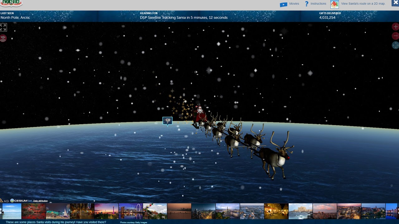 Norad Santa Tracker 2018 First Sighting Of Santa Youtube
