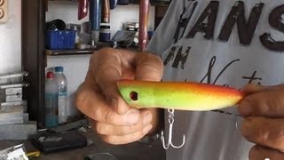 How to make a lure popper-ΚΑΤΑΣΚΕΥΑΣΤΕ ΕΝΑ ΑΠΟ ΤΗΝ ΑΡΧΗ ΜΕ ΞΥΛΟ΄΄sotos fishing.wmv